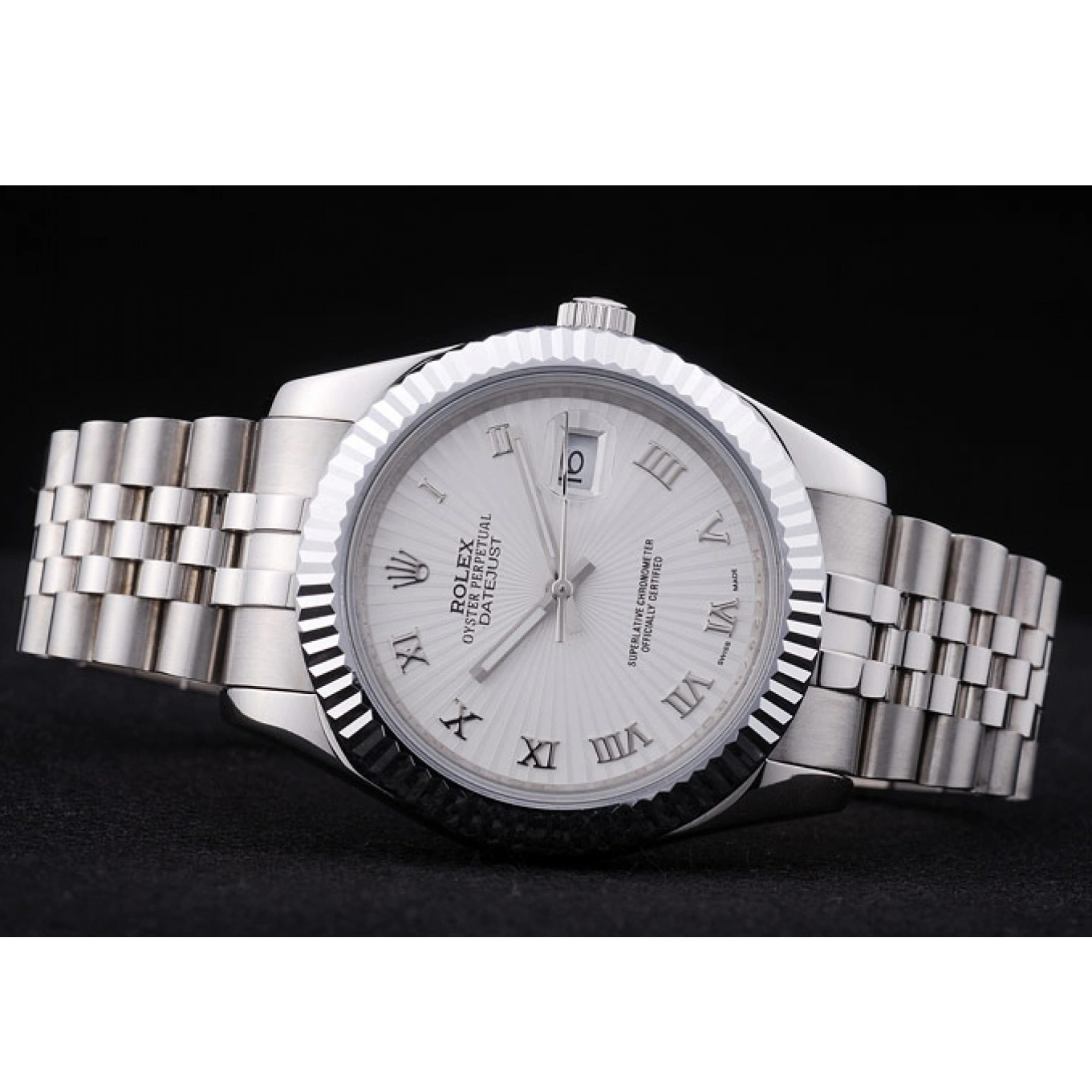 Aaa replica watch Bezel Dial Rolex Radial Ribbed Datejust White 7478 1016